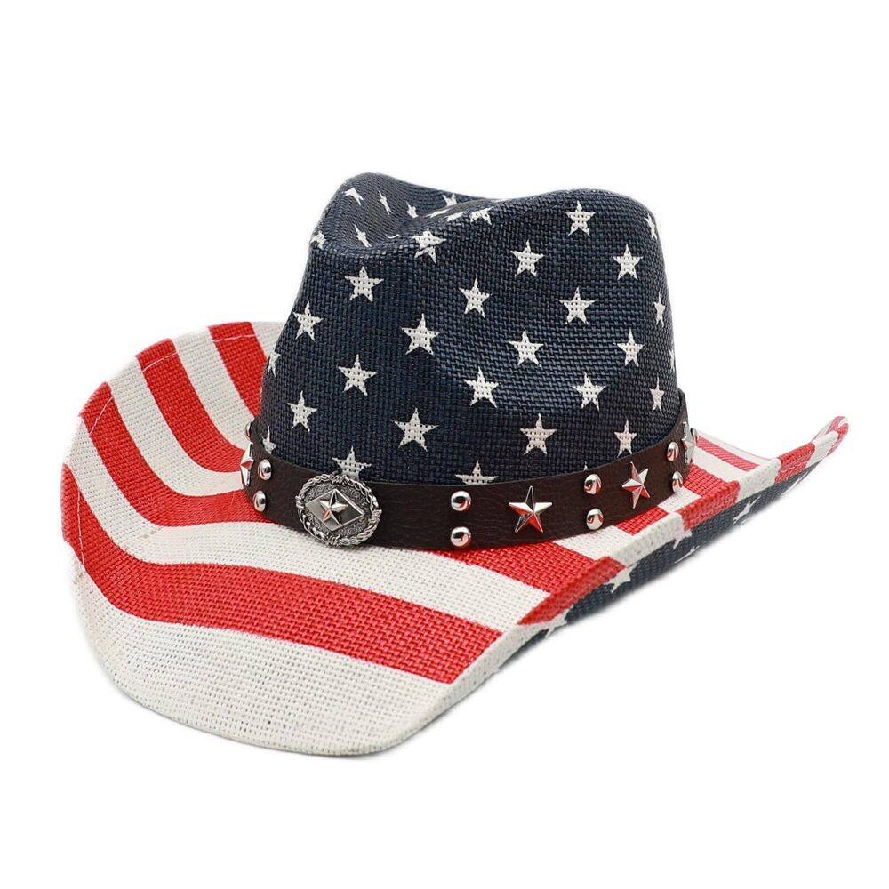 6934 Straw Cowboy Hat Unisex Western Beach Sun Hat Wide Brim Fedora Hat